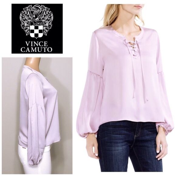 Hammered lace up lavender blouse. NWT - Picture 1 of 5